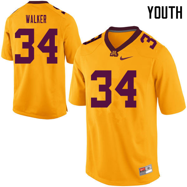 Youth #34 Brock Walker Minnesota Golden Gophers College Football Jerseys Sale-Yellow